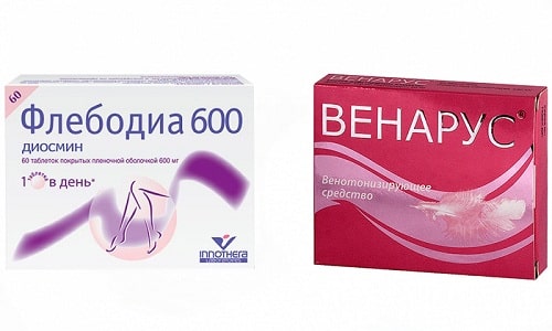 При возникновении заболеваний вен нижних конечностей показано использование препаратов Флебодиа или Венарус